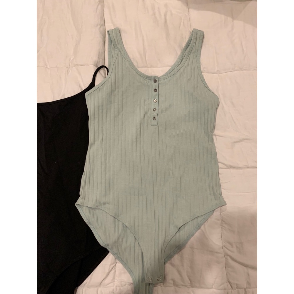 Sky blue button bodysuit